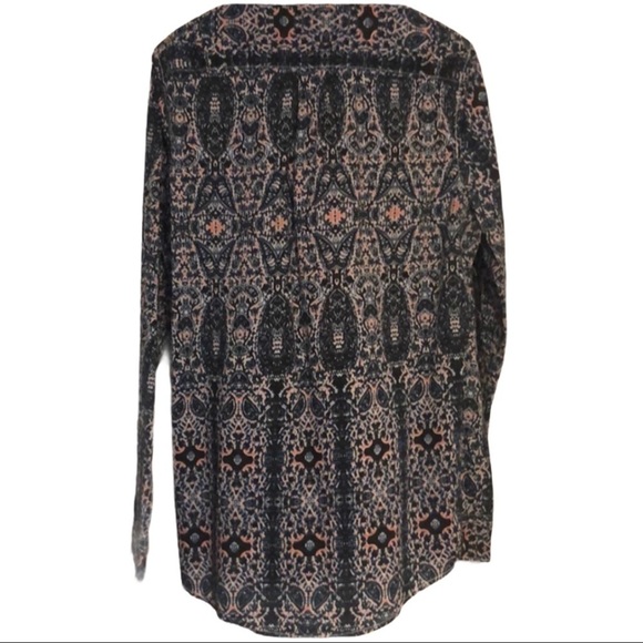 Joe Fresh Long Sleeved Blue Orange Button Front Top Size Small - Picture 4 of 4